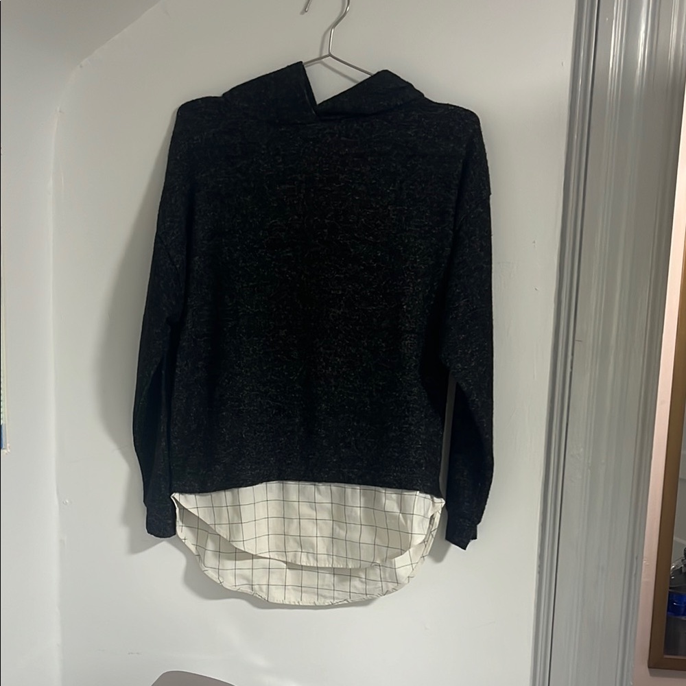 Zara Girls Black and White Layered Hoodie